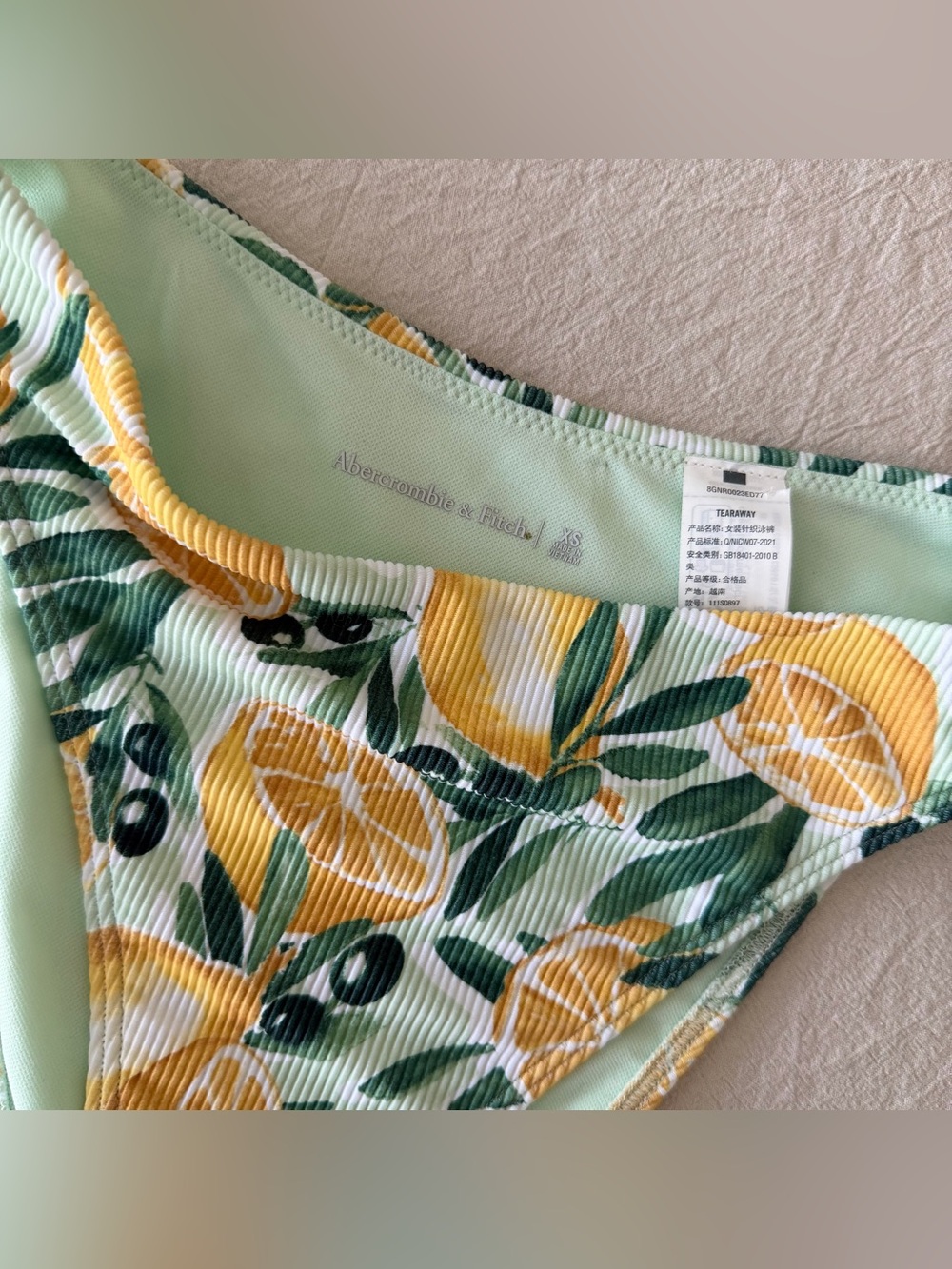 Abercrombie & Fitch Lemon Ribbed Bikini Bottoms - Picture 2 of 4